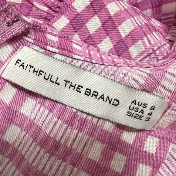 Faithful The Brand Edwina Djerra Pink Check Plaid A Line Mini Dress Women’s 4 - Picture 15 of 16